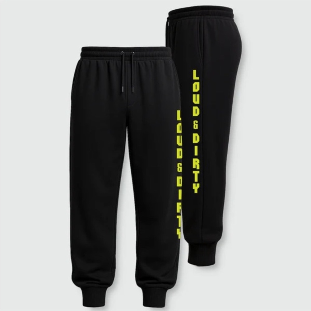 LOUD & DIRTY Black Joggers with Neon Accents